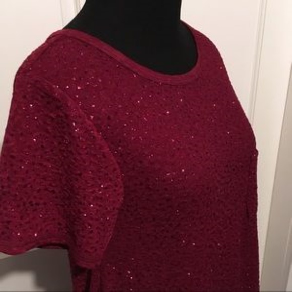 LuLaRoe Elegant Carly, red with sequins, size XS - Picture 4 of 7